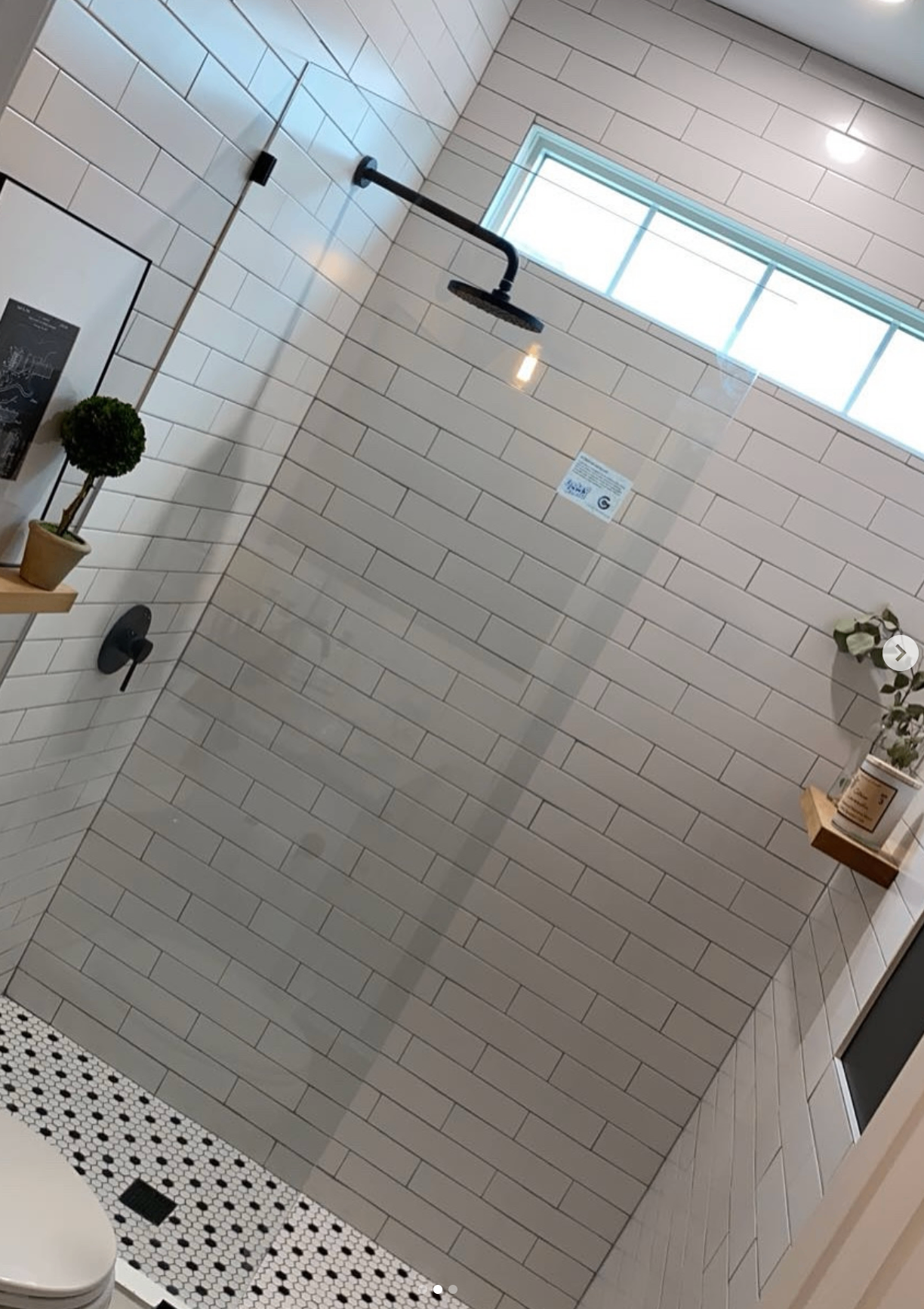 White subway tile walk-in shower by Zollinger Construction in Aberdeen, NJ