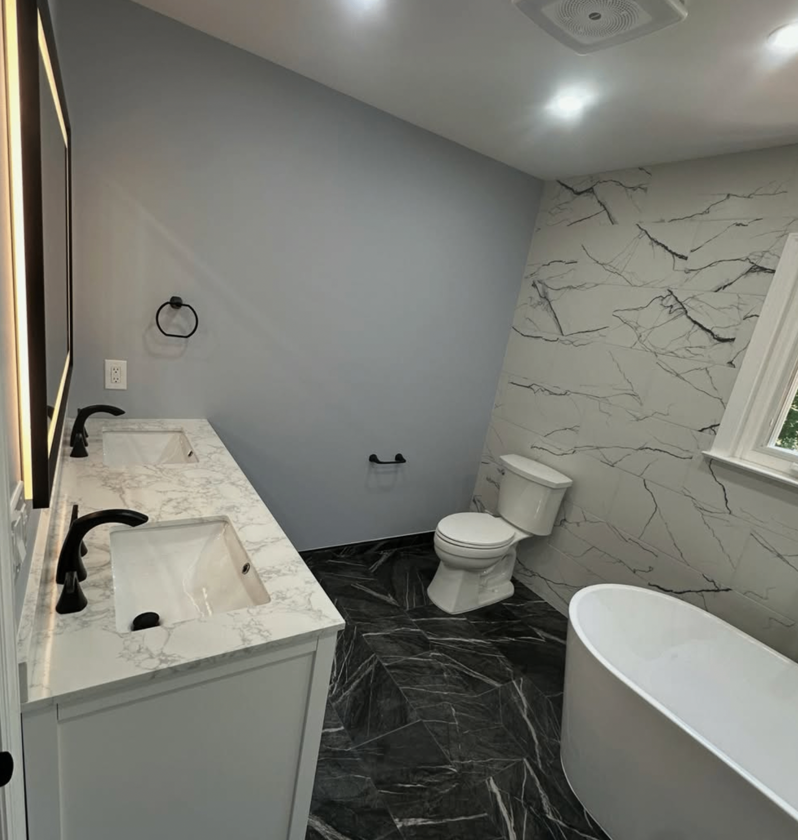 Double vanity remodel by Zollinger Construction in Cheesequake, NJ