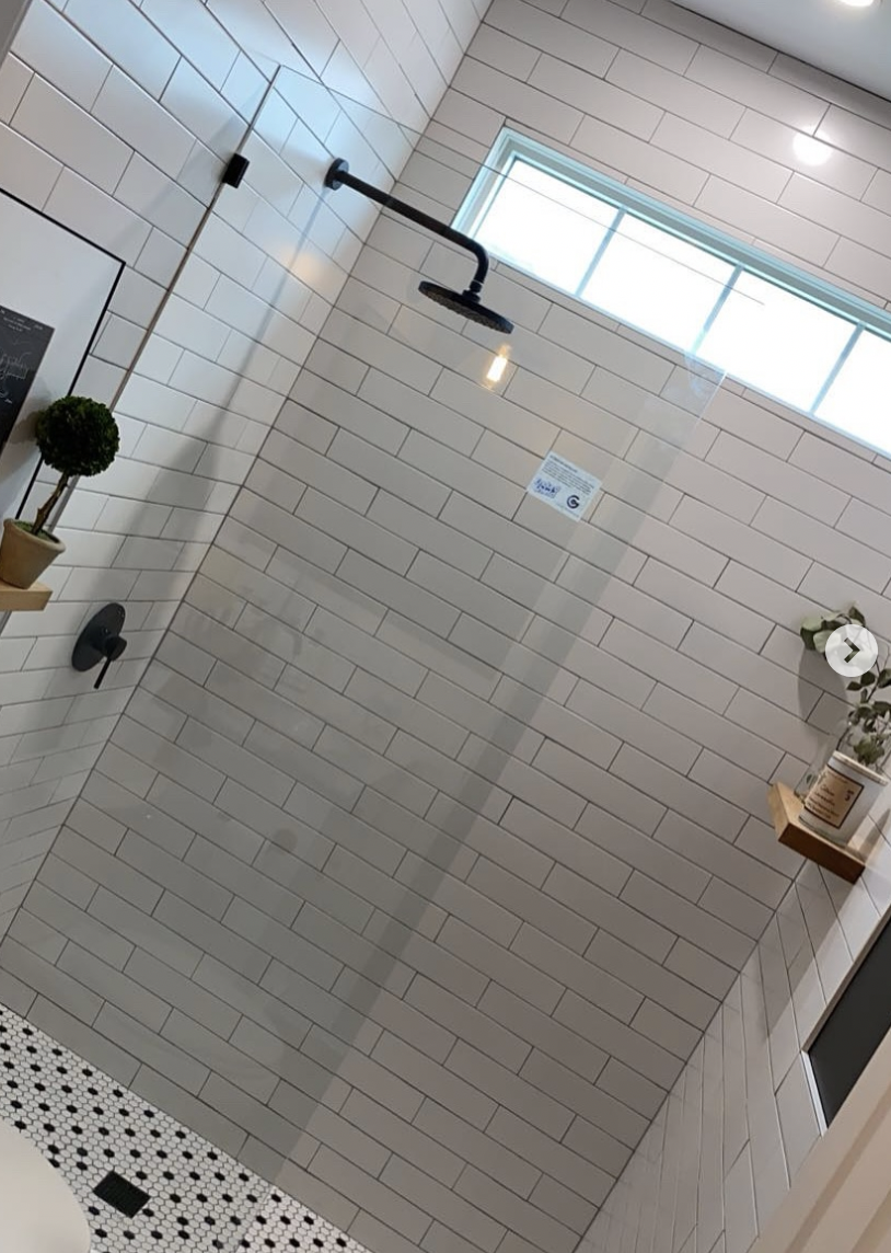 Bright subway-tile walk-in shower after bathroom remodel in Old Bridge, NJ