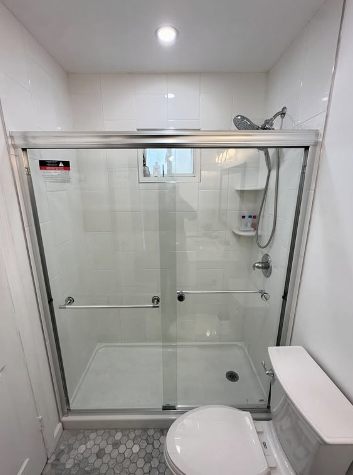 Glass shower door install by Zollinger Construction in East Brunswick, NJ
