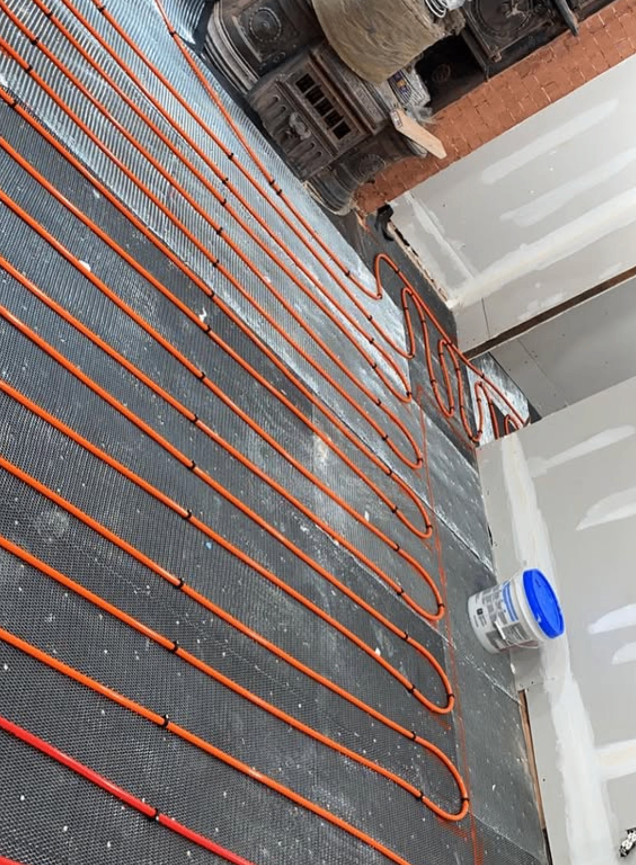 Radiant heat tubing close-up by Zollinger Construction in East Brunswick, NJ