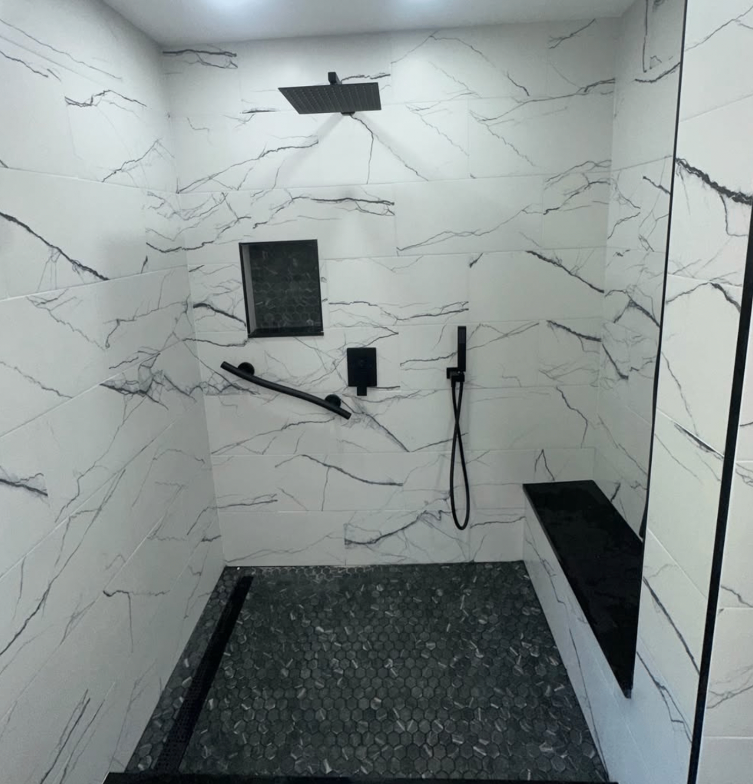 Walk-in shower detail by Zollinger Construction in Keyport, NJ