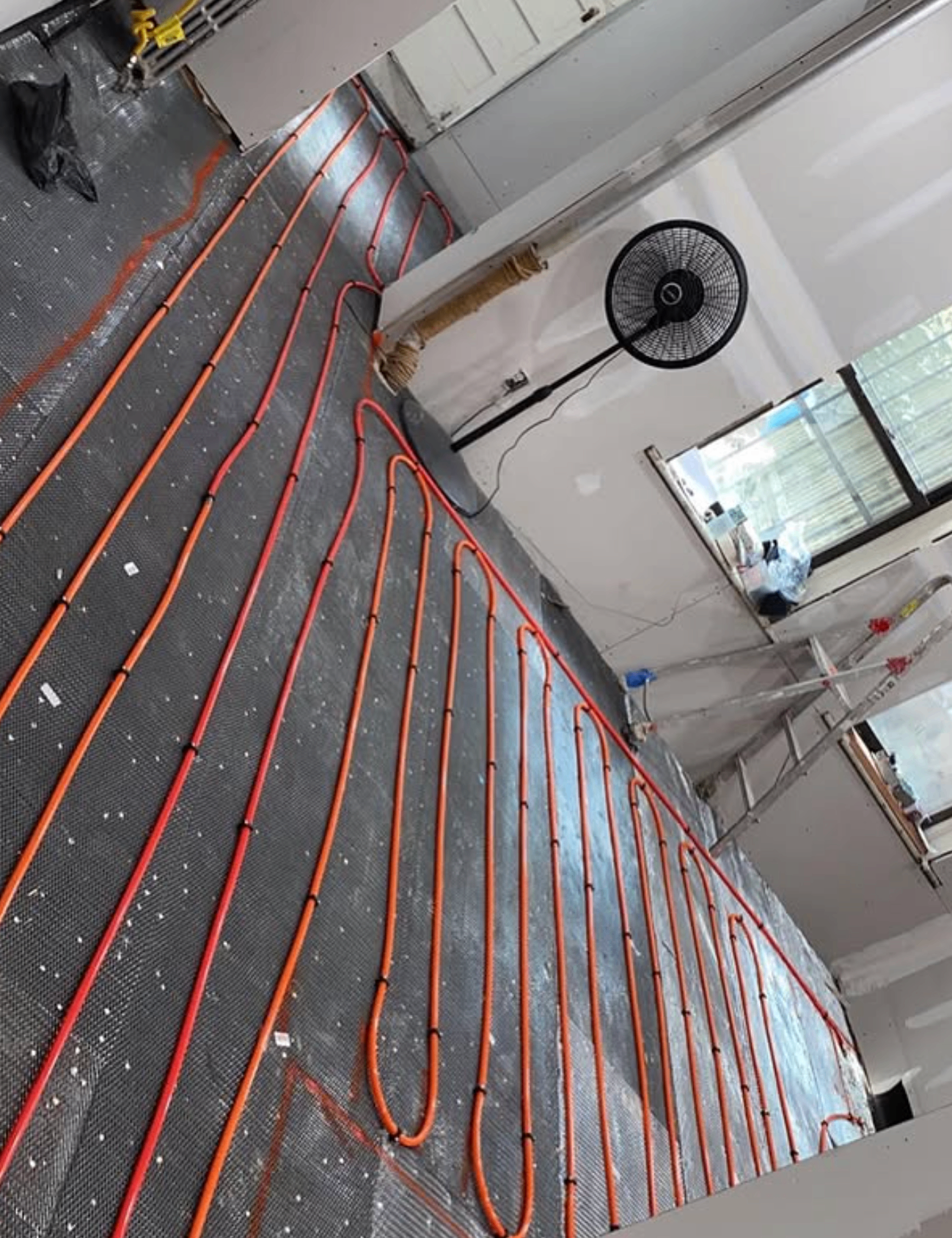 Large radiant heat floor layout by Zollinger Construction in Spotswood, NJ