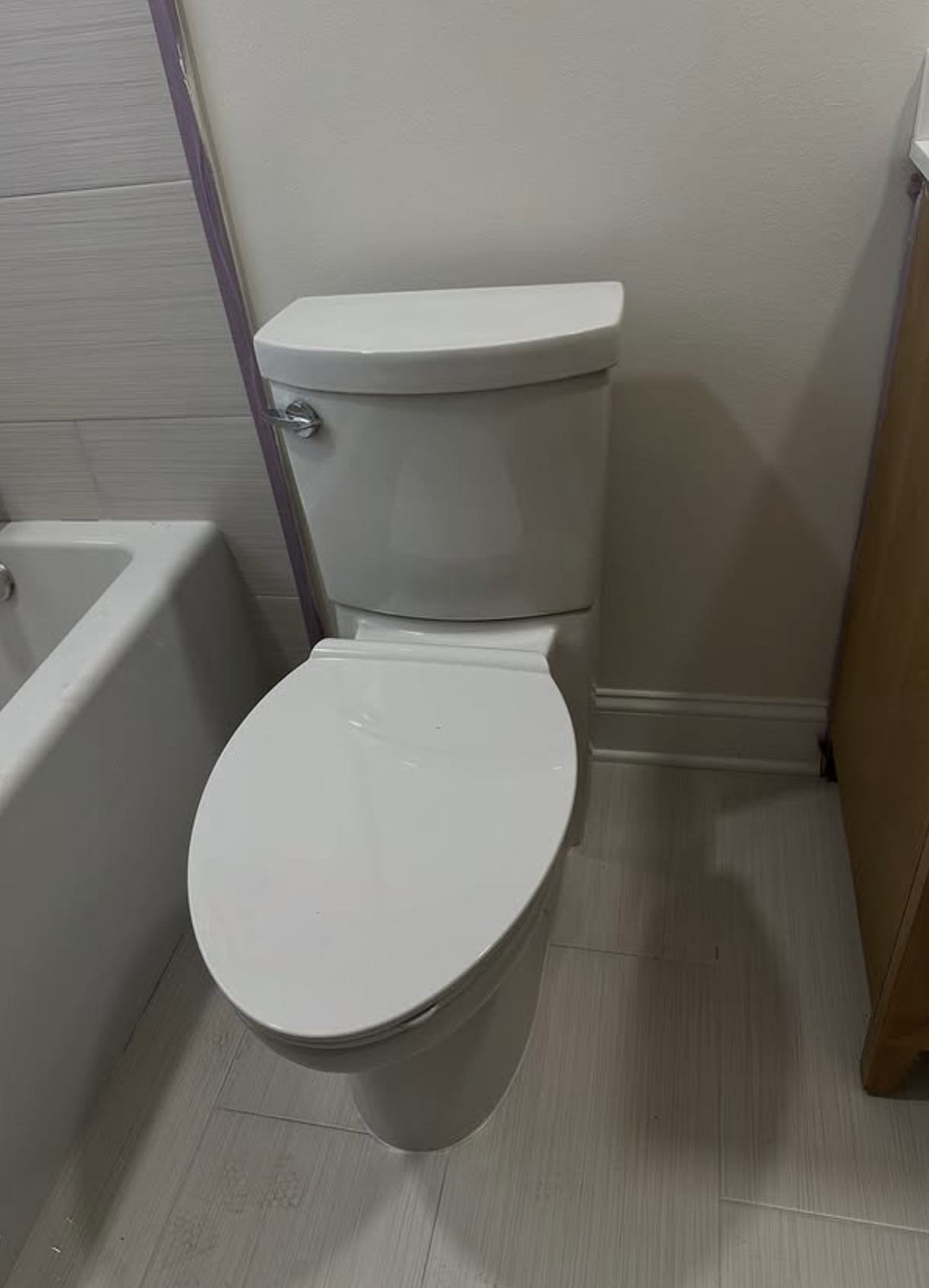 Modern tub and toilet detail by Zollinger Construction in Sayreville, NJ